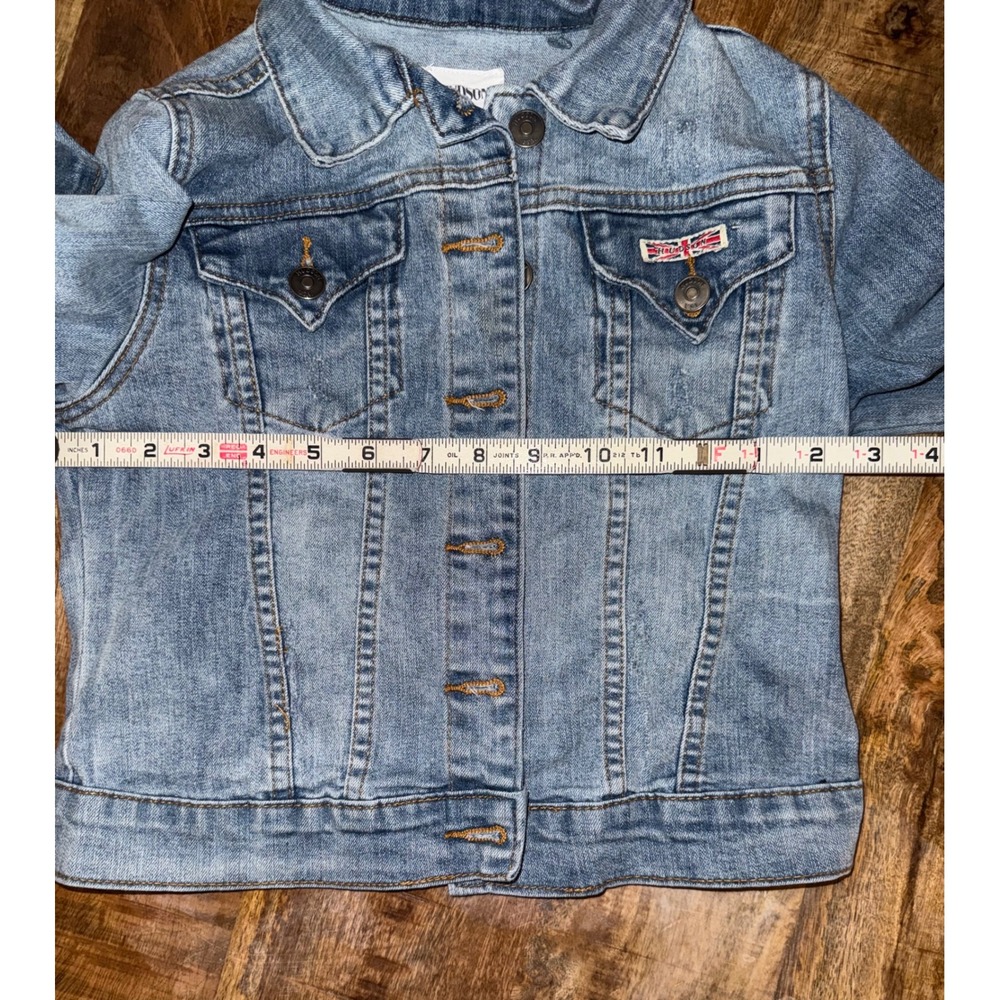 Hudson Jeans Women Light Wash Denim Trucker Jacket Union Jack Patch Size M - Picture 9 of 10